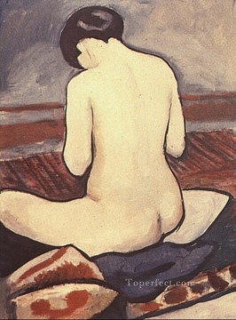  Expresionismo Pintura al %C3%B3leo - Desnudo sentado con cojines Sitzender Aktmit Kissen Expresionismo August Macke